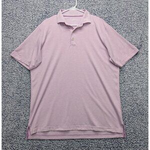 Johnnie O Lyndon Performance Polo Mens L Relaxed Fit Preppy Golf Stripe Jam Pink